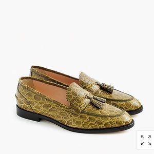 J. Crew Biella Loafers Crocodile-Embossed Leather